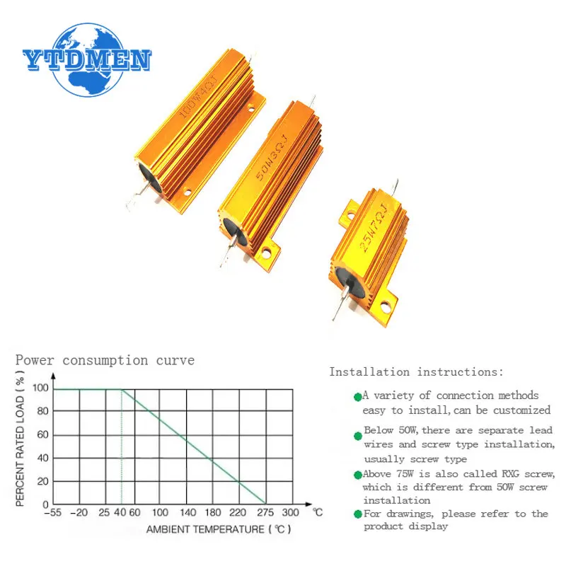 2PCS Load Resistor for LED 50W 6 ohm 25W 8 ohm Wirewound Resistor Aluminum shell power Resistors, for Car Turn Signal lamp