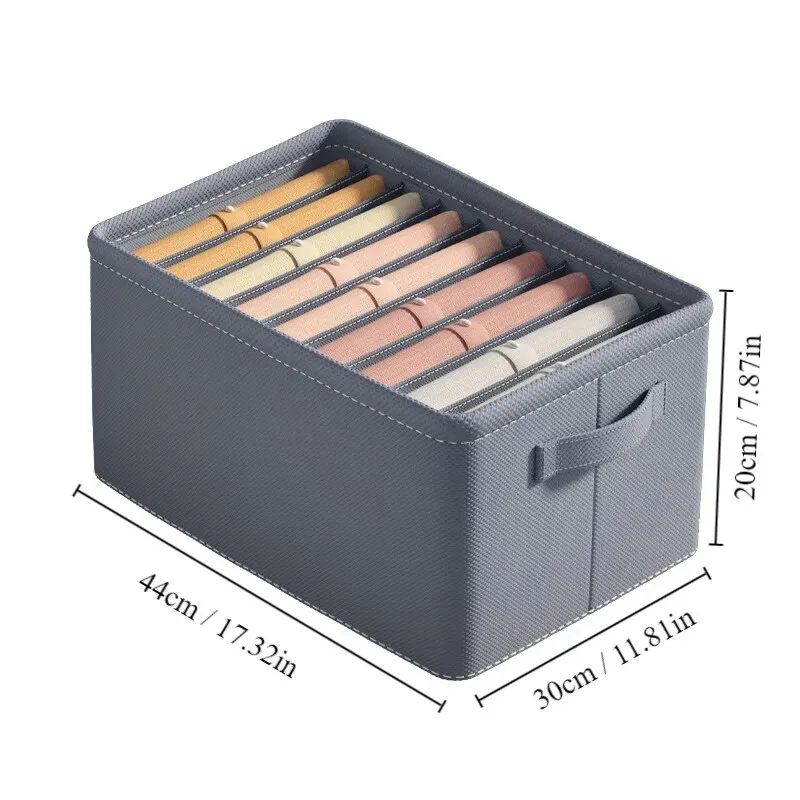 1pc Grey Nonwoven Fabric with Partition Clothing Storage Box Household Wardrobe Organization and Storage 6