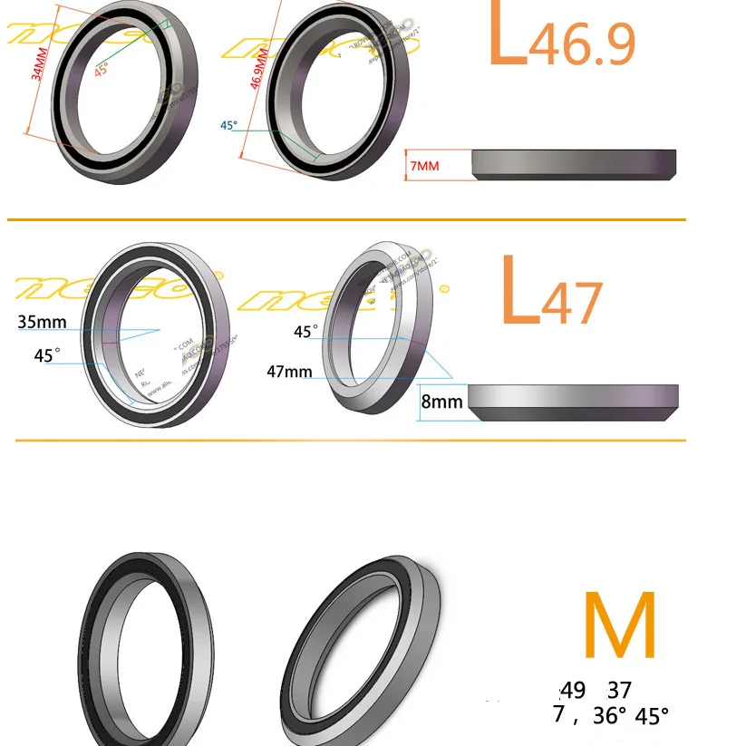 Neco Bearing Road Bike MTB Headset Bearing Bicycle 38 39 41 41.8 43.8 44 46.8 46.9 47 48.9 49 50.8 51 51.8 52 mm for Giant bicycle ball bearing,bike headset bearings