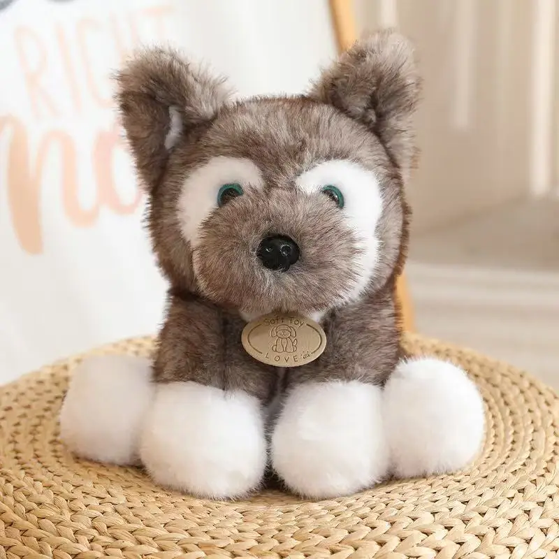 New Cuddly Sitting Little Wolf Dog Plush Toys Soft Fluffy Husky Puppy Doll Lovely Companion Pets Children Birthday Gift