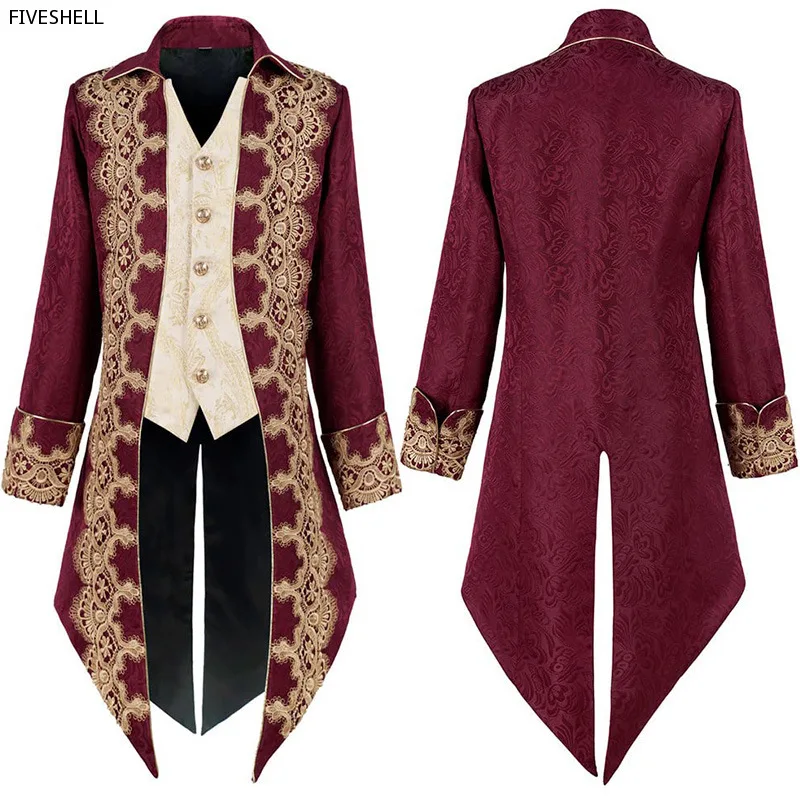 Homens Steampunk Gótico Casaco Vitoriano Vintage Veludo Roxo Tailcoat Medieval Frock Casaco Uniforme Renascença Traje Homme XXXL