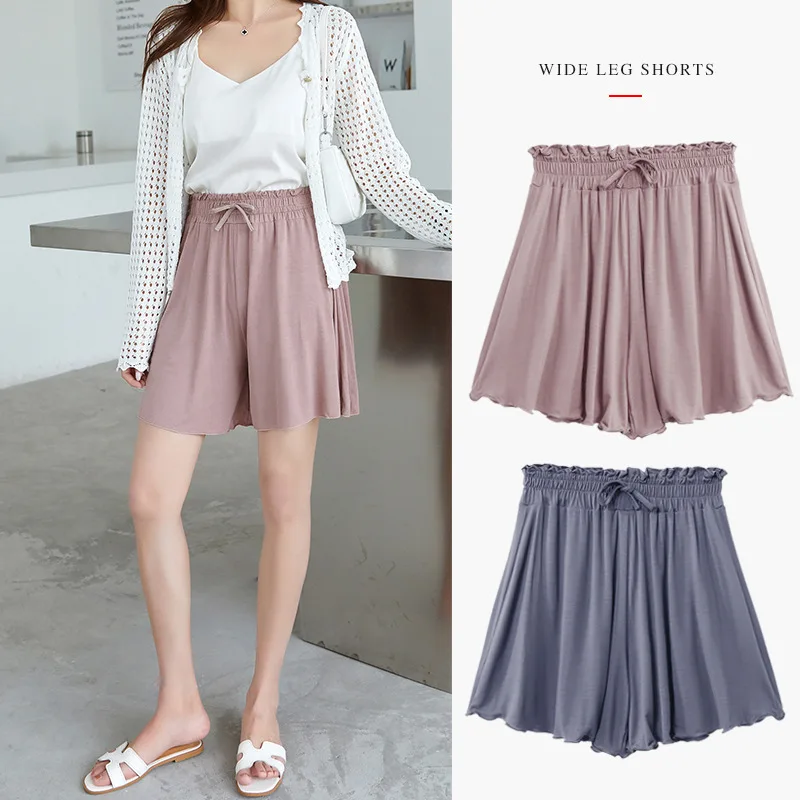 Sports Shorts Girl's Summer New High Waist Wide Leg Pants Casual Shorts Large Size Loose Modal