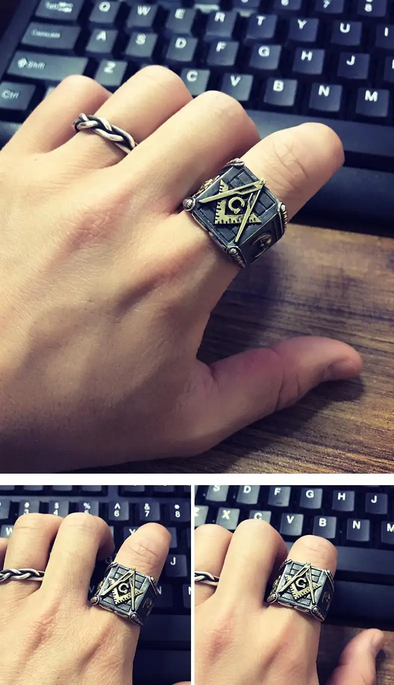 New 2023 Vintage Fashion Masonic Ring Unisex Hip-hop Punk Sun Ring Banquet Jewelry Accessories Gift