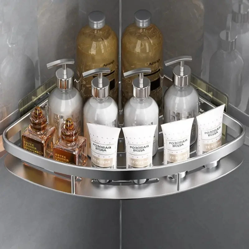 Bathroom Shelf Aluminum Alloy Shampoo Rack Makeup Storage Organizer Shower Shelf Bathroom Accessories No Drill Wall Corner storage rack,shower shelf,shampoo rack,bathroom storage shelf,storage shelf,shampoo holder,bathroom shelf,bathroom accessories,bathroom corner shelf,shower rack