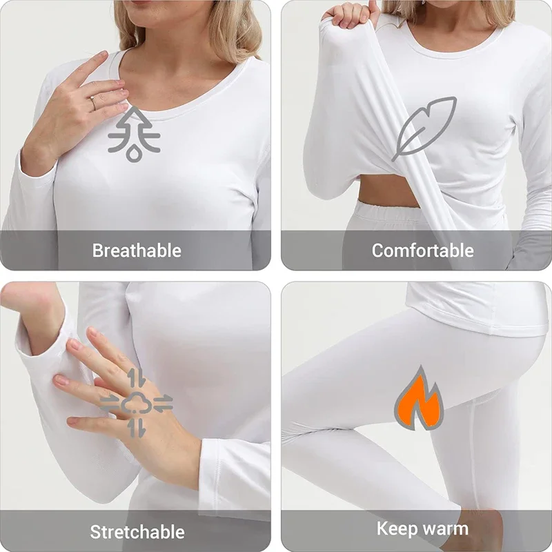 Thermal Underwear Sets MISSMOLY Womens Thermal Underwear Sets Long Johns Base Layer Lightweight Thermals Cold Weather Keep Warm Pajama Set Tops Bottom