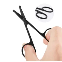 Unisex Stainless Steel Black Round Head Safe Nose Hair Scissors (Do Not Hurt Nose) 1