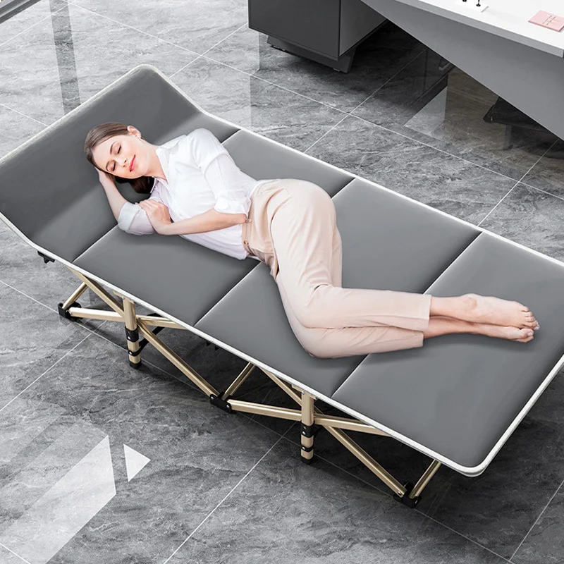 Folding bed recliner single lunch break office nap home simple emergency portable marching escort simple outdoor recliner