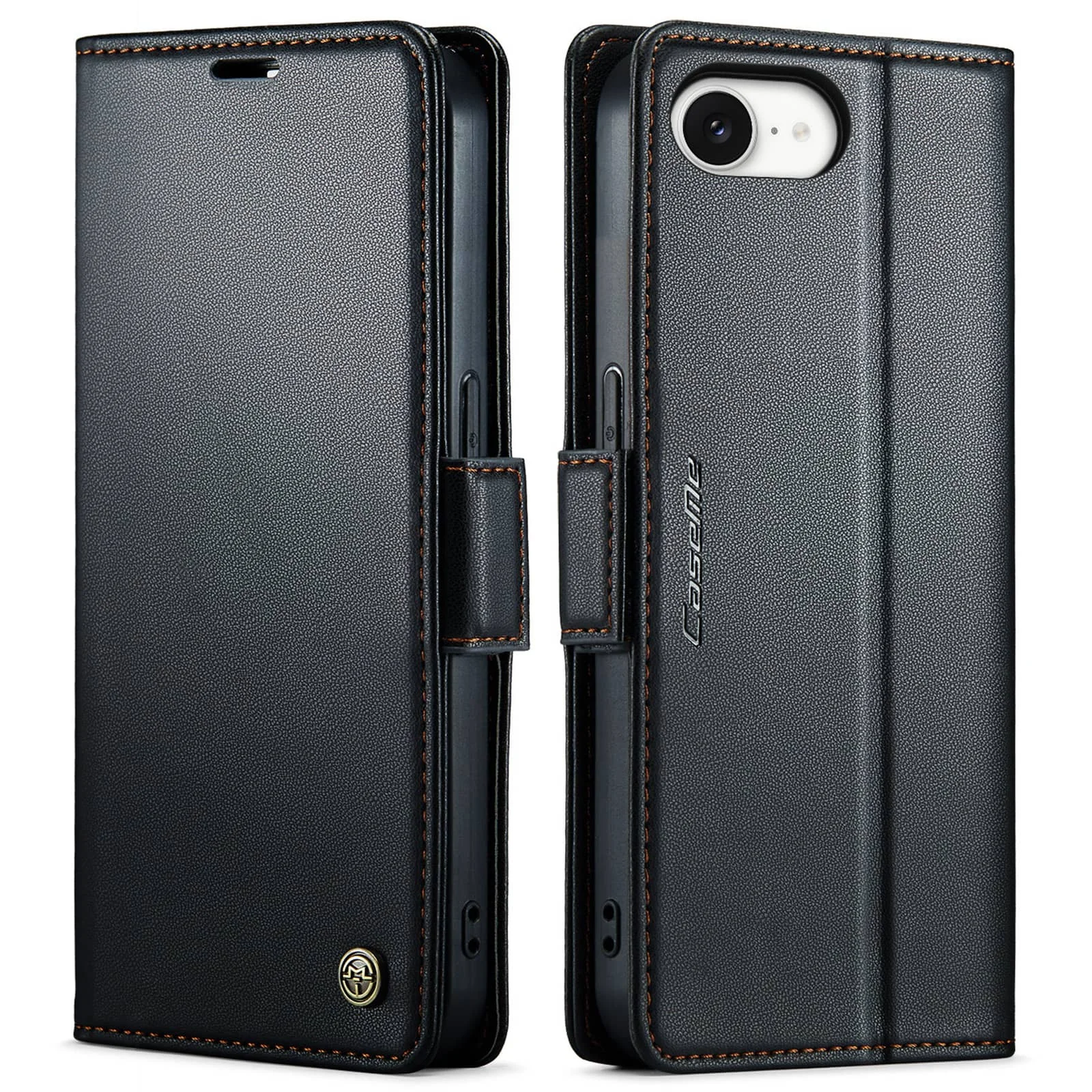 Leather Wallet Case with Card Holder & RFID Blocking, Shockproof Design with Magnetic Clasp and Kickstand