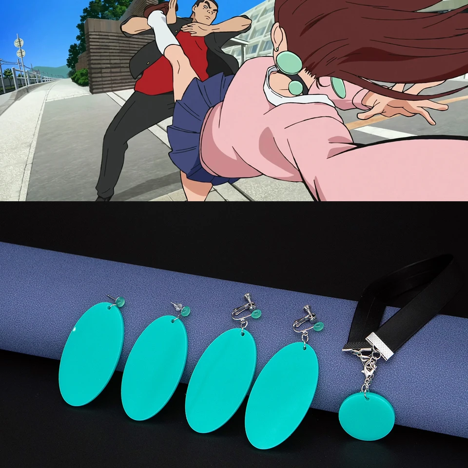 Anime Orecchini pendenti geometrici con grafica giapponesi e ritratto