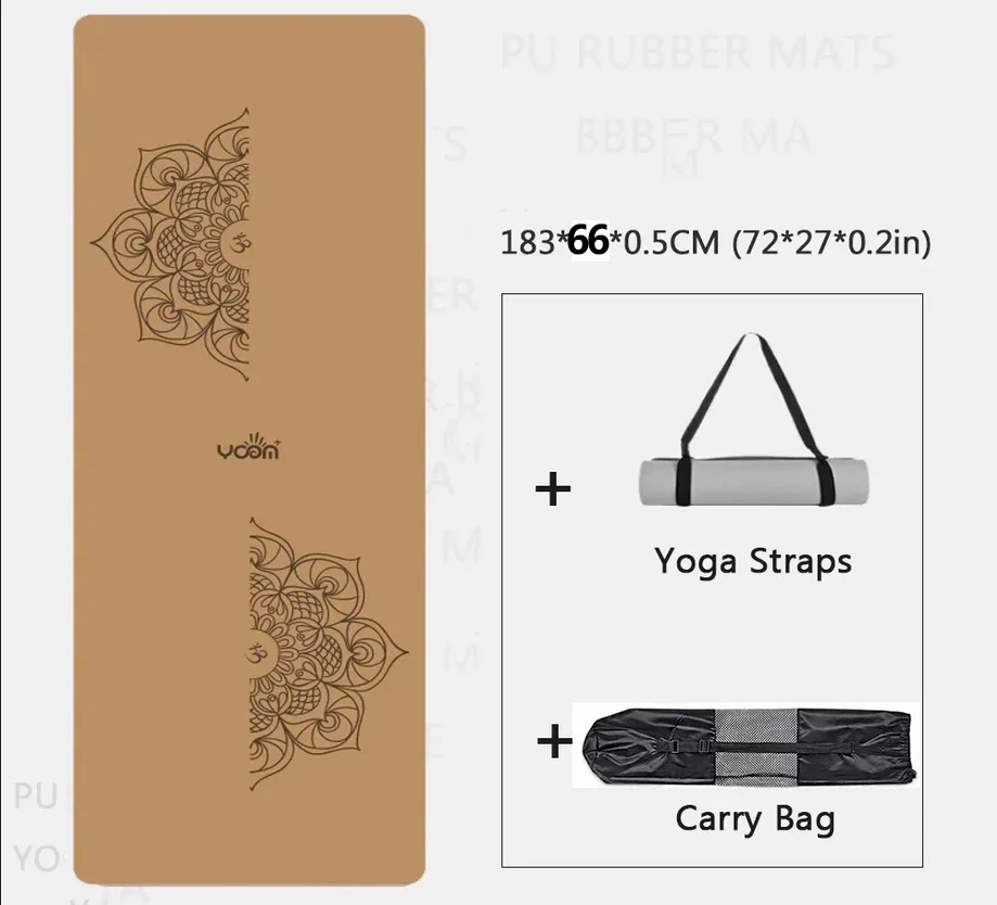 Colchão de ioga de cortiça de borracha natural de 183 cm absorvente e tapete de ioga antiderrapante de dupla face para construção corporal (suporte de padrões personalizados)