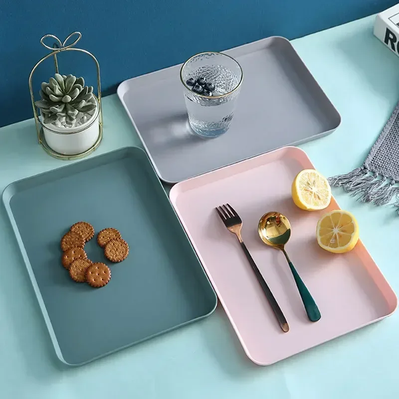 Plastic Serving Tray Home Tea Fruit Dessert Tray Anti-SlipScratch Resistant Plastic Food Cooking Storage Tray Kitchenware 5