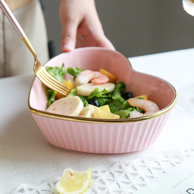 Ceramic Bowl Fruit Salad Plate Breakfast Dessert Pasta Kitchen Utensils