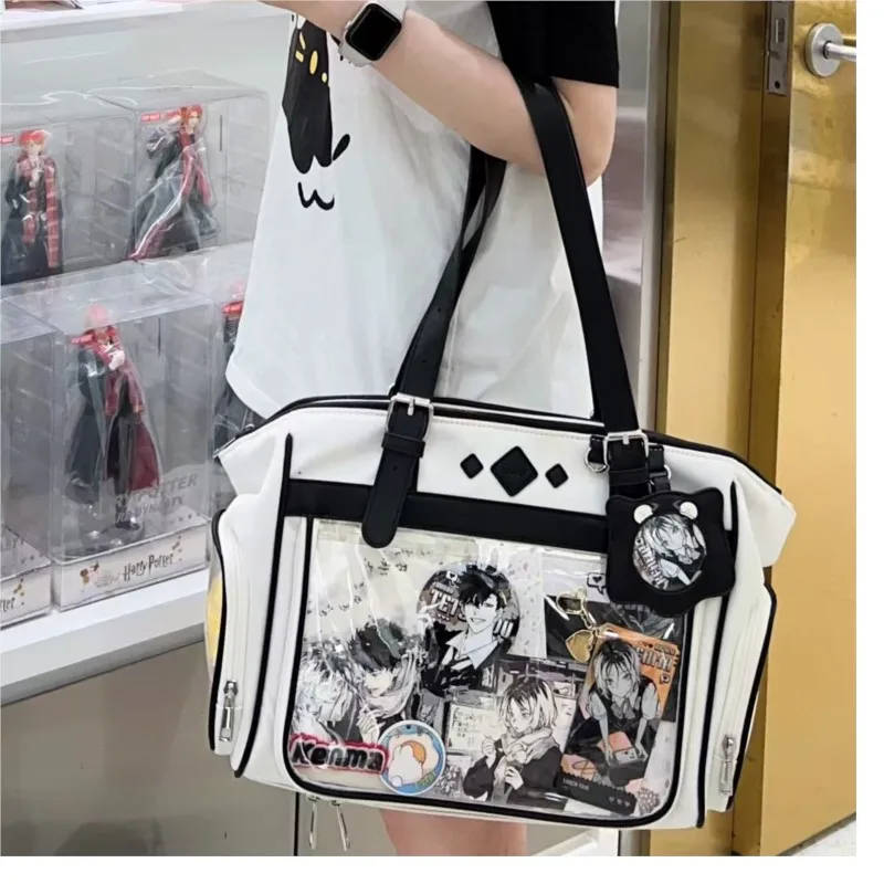 JIAERDI Japanese Beige Ita Bag Handbag Women Harajuku Aesthetic Transparent Itabag Ladies Large Capacity Shoulder Bags 2024 New