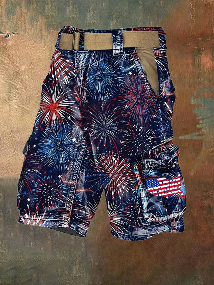 New Summer Lndependence Day Flag Street Trend 3d Printed Men's Shorts Stylish Comfortable Casual Cargo Shorts