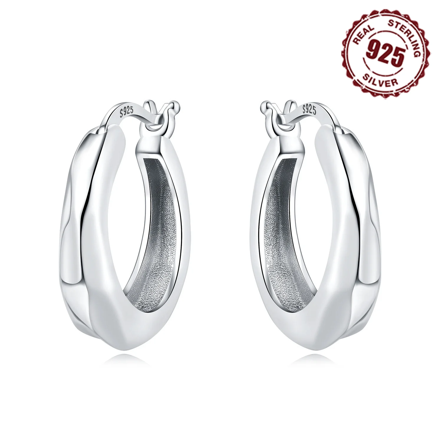 925 Sterling Silver Hoop Earrings Classic Irregular For Women Jewelry Birthday Party Gifts hoop earrings silver earrings silver hoop earrings womens earrings