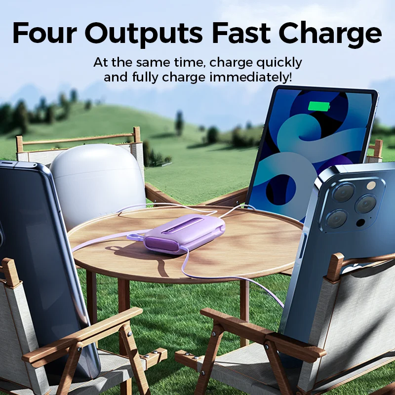 Joyroom Portable 20000mAh PowerBank Four Ports PD QC3.0 Fast Charging 22.5W Battery Charger With Type-C For iPhone Cable Charger