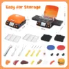 CUTE STONE 2-Layer BBQ Toy Set, Kids Grill with Food, Smoke Sound & Light, Camping BBQ Gift 4