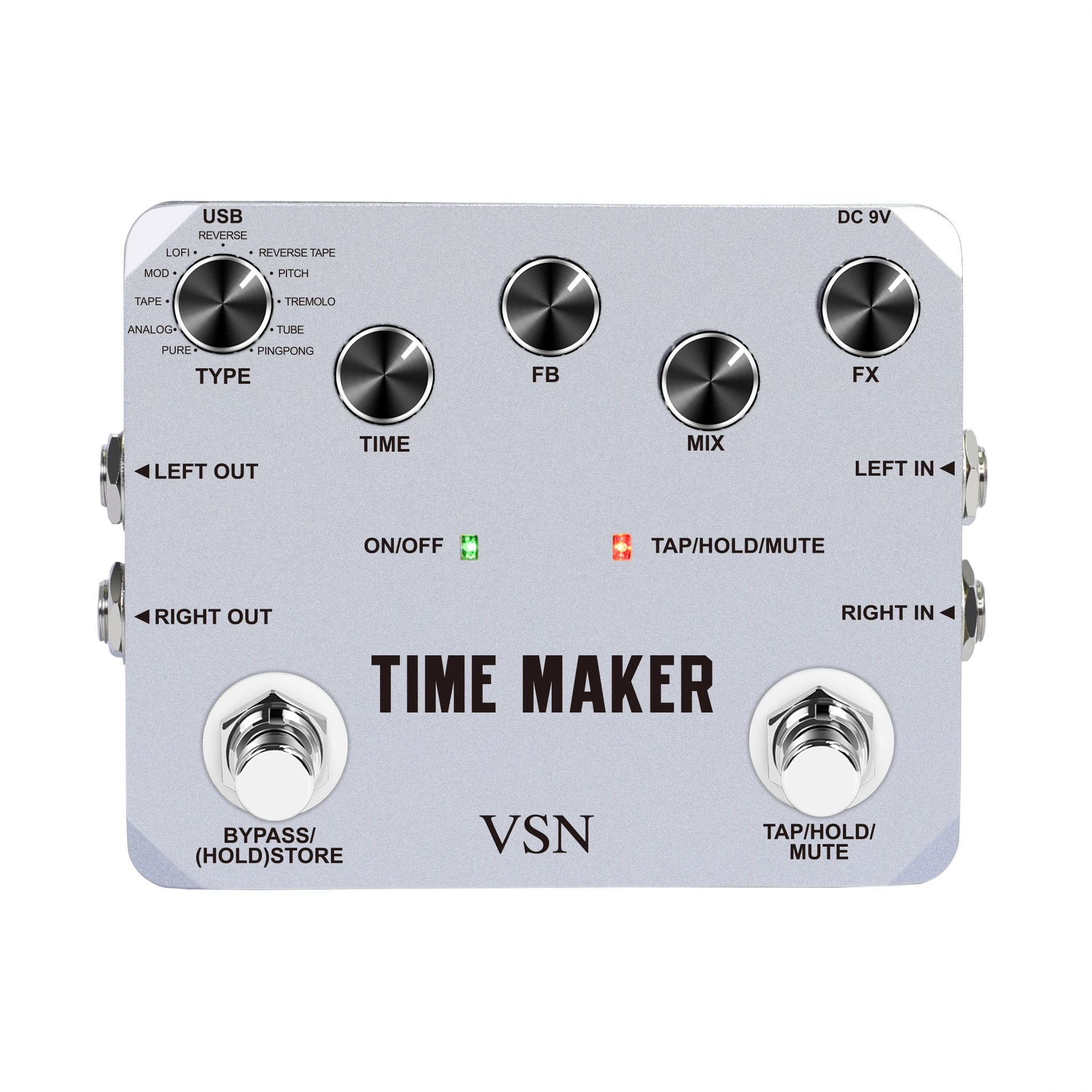 

VSN LTD-02 Time Maker 11 Types of Maximum 4s Delay Pedal for Guitar Bass with Tap Tempo