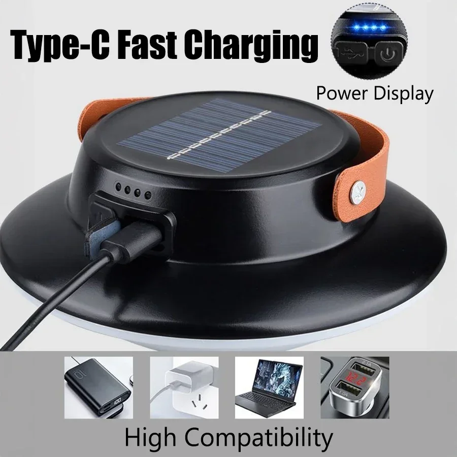 TYPE-C Rechargeable LED Camping Light with 3 Modes Outdoor Waterproof Hanging Lantern Portable Floodlight for Fishing Work Light