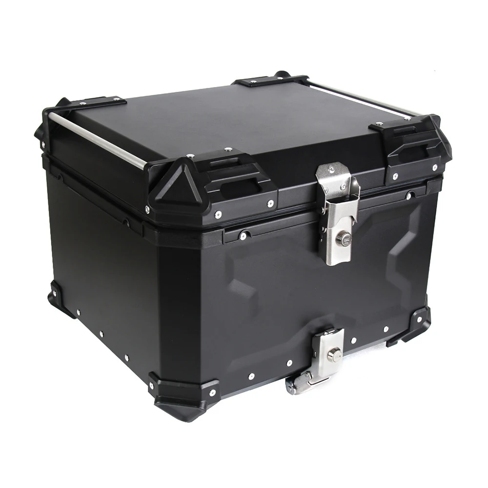 Motorcycle Rear Top Case Moto Luggage Storage Tail Box Waterproof Motorcycle Trunk Key Lock Tool box Aluminum 45L/55L/65L/80L