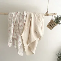 Baby Blanket Floral Soft Cotton Muslin Newborn Swaddle Wrap Receiving Blanket Quick Dry Bath Towel Baby Stroller Cover 2