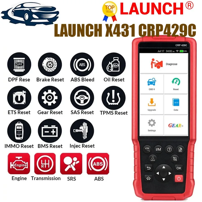 

Диагностический инструмент Launch X431 CRP429C, сканер OBD2, 4 системы, считыватель кодов двигателя/ABS/SRS/AT, 15 сбросов, PK CRP129E CRP123