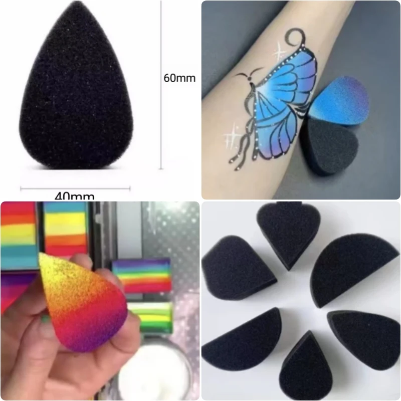 Wholesale Makeup Beauty Custom Shape Halloween Chrismas Face Painting Sponge Black Yellow Pink Facial Sponge 3
