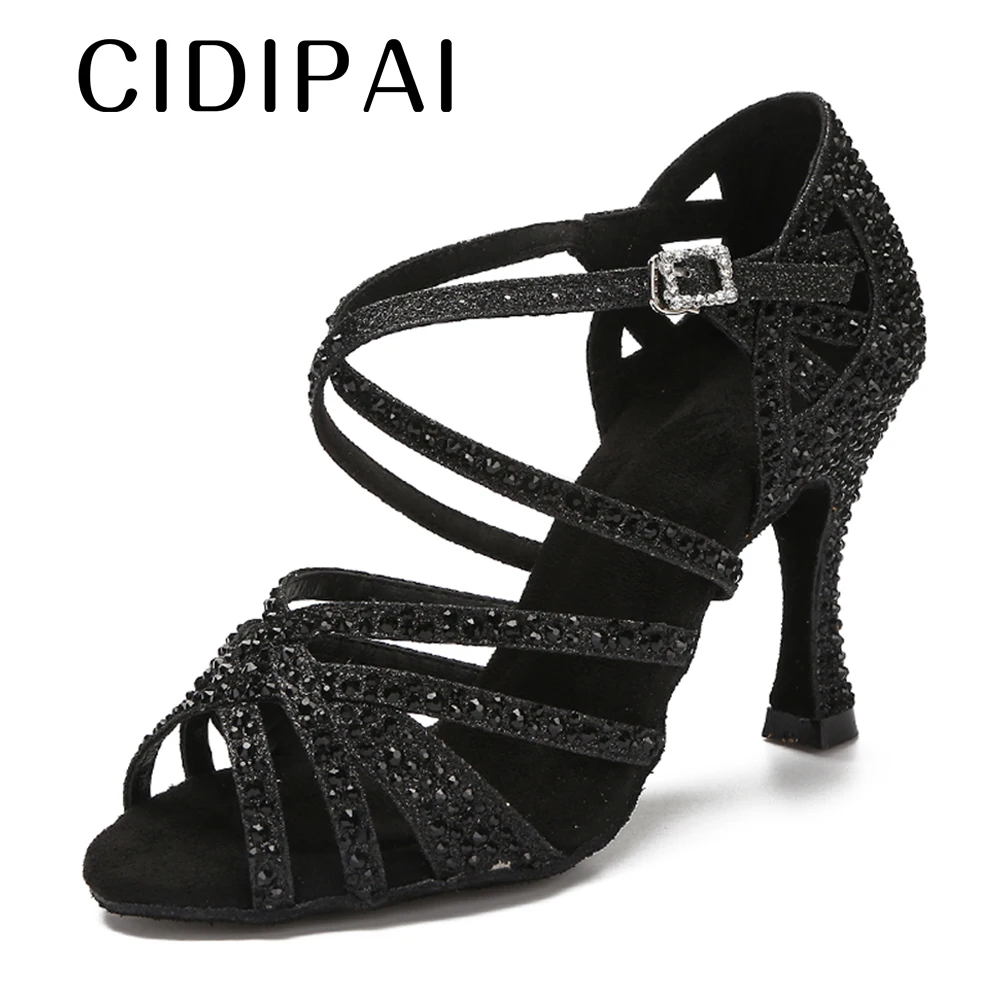CIDIPAI Latin Dance Shoes Woman Salsa Performance Ballroom Shiny Dance Shoes Indoor Party Shoes Golden Women's Wedding Shoes