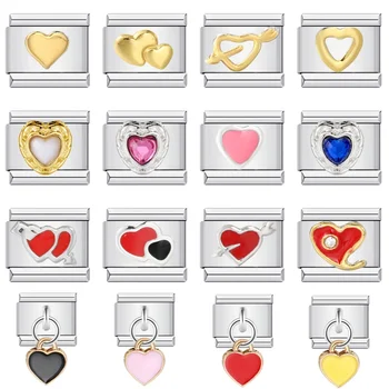 URING Y2k Italian Charm Bracelet Links Hearts Love Lover Hand Chain Bangle Pendant DIY Making Valentine's Day Jewelry Gifts 1
