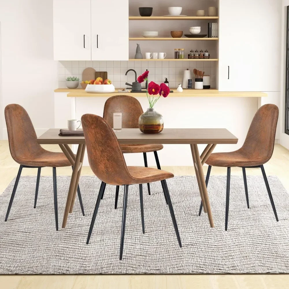 

Обеденные стулья, Мягкие Замшевые боковые сиденья для столовой, кухонные стулья для гостиной с металлическими ножками, набор из 4