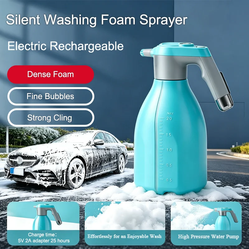 차량용 스프레이어 디테일링 충전식 2L 강력 전동 세차 스노우폼 스프레이 병 ..