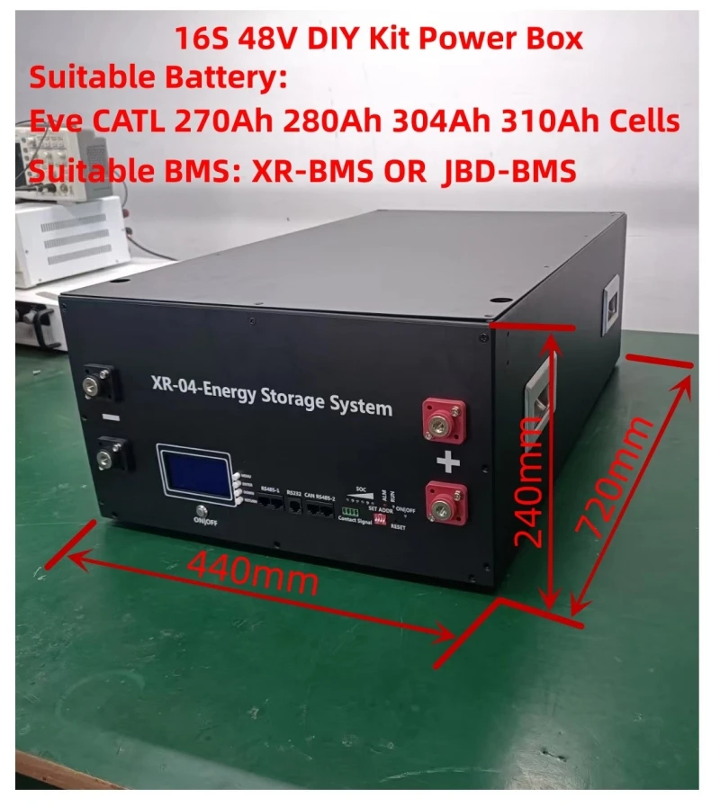 JBD BMS 파워 박스, LiFePO4 배터리 케이스, EVE CATL 280 302AH 용 DIY 키트, 스택형 태양 에너지 저장 장치, 16S, 51.2V