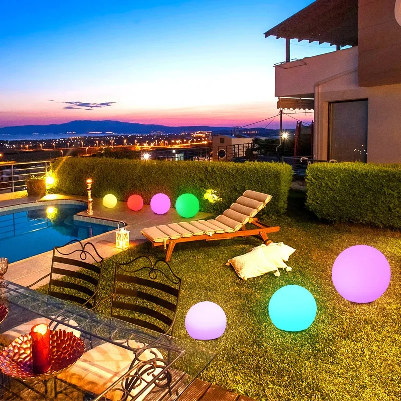 Garden Light Outdoor LED Garden Ball Lights Remote Control Floor Street Lawn Lamp Swimming Pool Wedding Party Holiday Home Decoration Lamp