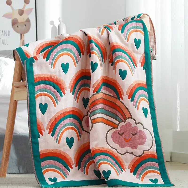 

New Styles Rainbow Bath Towell Cartoon Adult Soft Cotton Five-layer Gauze 80x160 cm High Quality robe