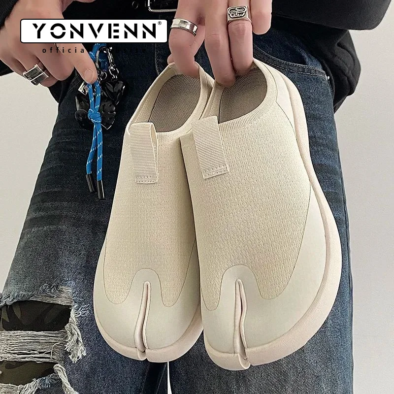 Split toe shoes For men and women breathable For summer 2025 knit Mules couples soft soled casual tabi slippers trendy