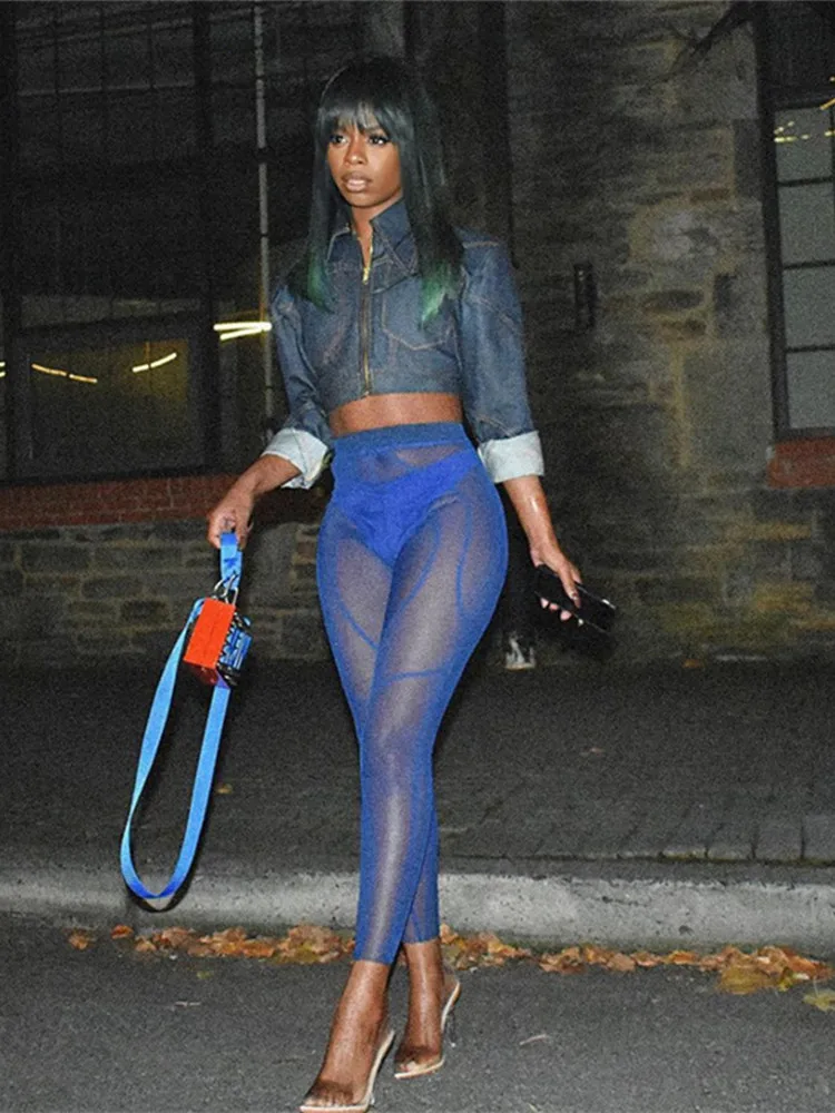 Kliou Mesh See Through Pants Women 2021 Hot Sexy High Waist Patchwork Sheer  Leggings Body-shaping Baddie Style Skinny Trousers - Leggings - AliExpress