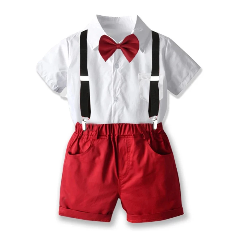Kleinkind Jungen Sommer Kleidung Kinder Outfit Baby Sets Weiß Hemd + Rote  Shorts mit Hosenträger 4 Stück Kinder Kostüm|Kleidung-Sets| - AliExpress
