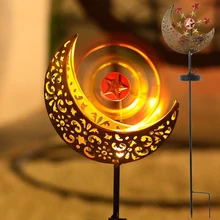 

LED Solar Garden Light Moon Shaped Windmill Turning Lights Landscape Light IP65 Waterproof Lawn Lamp Solar Outdoor Light