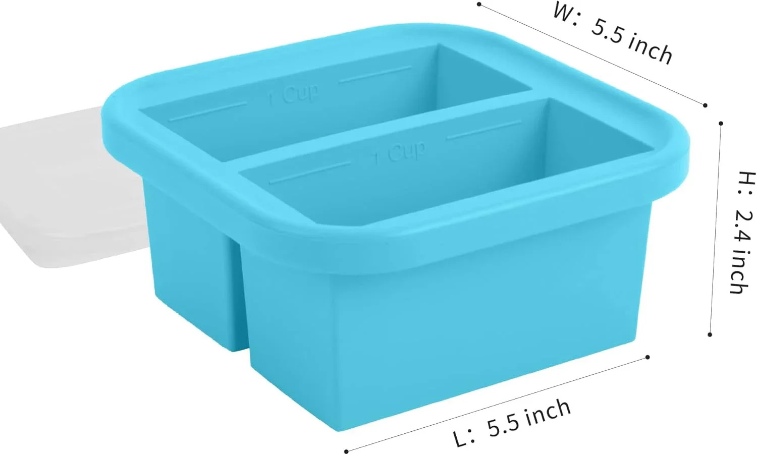 Souper Cubes Vassoio in silicone per congelatore da 2 tazze con coperchio, facile da preparare e da cucina, stampo in silicone per zuppe e alimenti, mirtillo rosso, confezione da 2