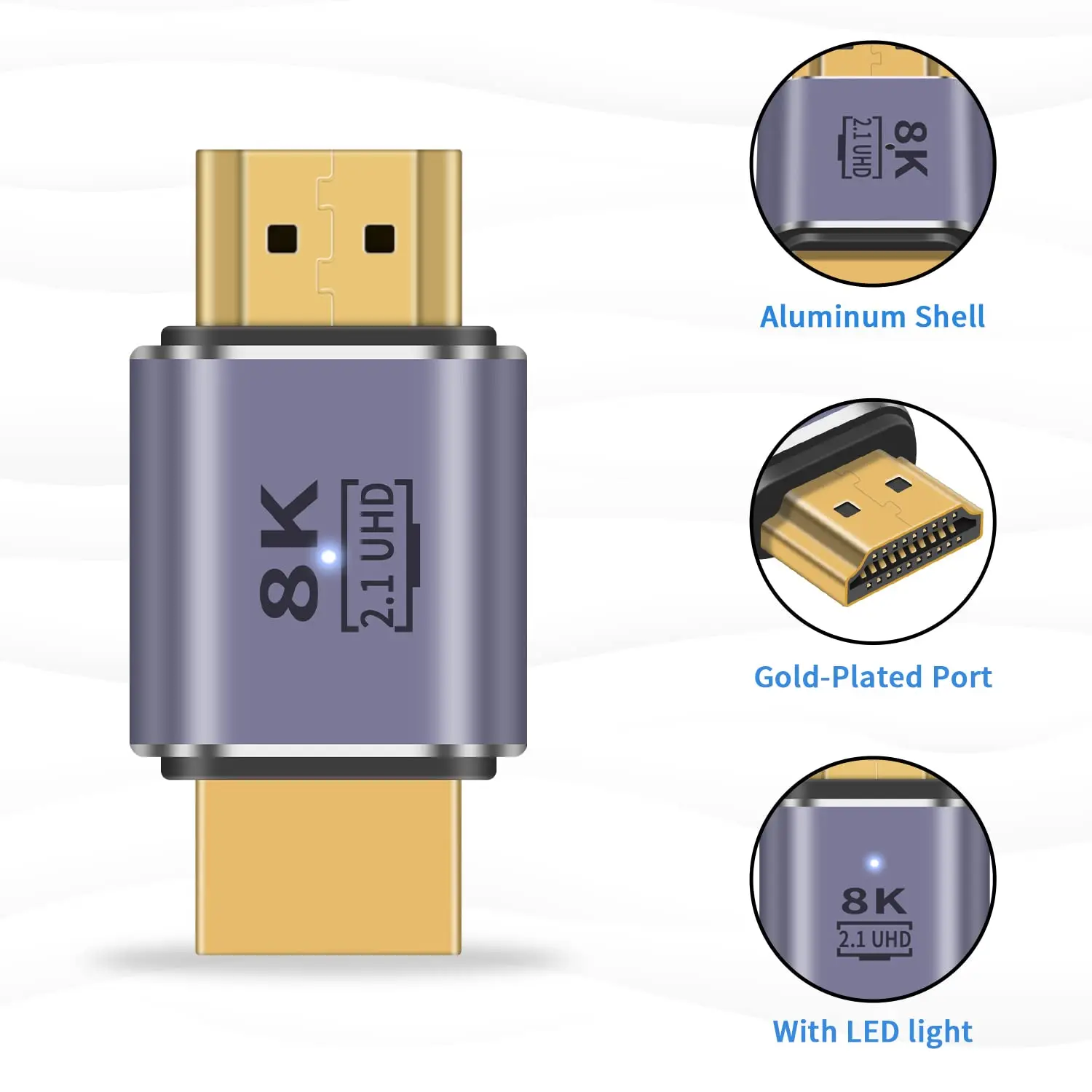 8K UHD HDMI Male to Male Adapter - 48Gbps High-Speed Extender, Supports 8K@60Hz and 4K@120Hz