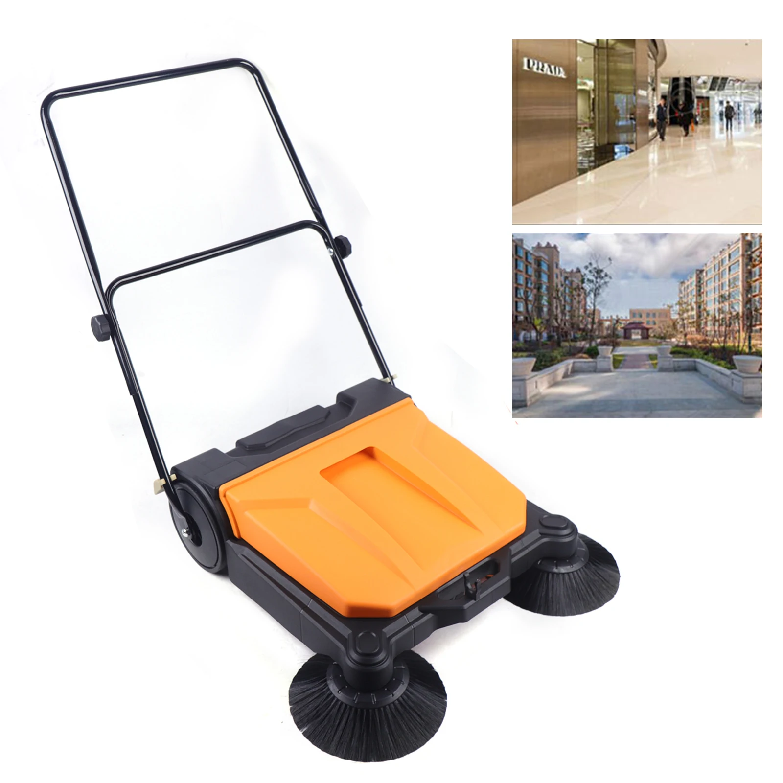 

Commercial Walk Behind Sweeper 26" Industrial Hand Push Floor Sweeper Foldable Manual Sweeping Machine for Garage Hotel