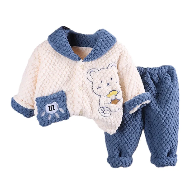 

New Winter Baby Boys Clothes Suit Children Fashion Thickened Warm Coat Pants 2Pcs/Sets Toddler Casual Costume Kids Tracksuits