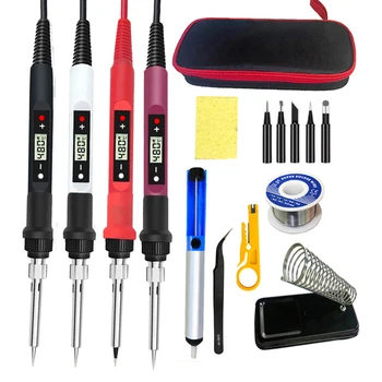 80W Digital Electric Soldering Iron Kit Set Temperature Adjustable 220V 110V  Welding Tool  Ceramic Heater Soldering Tips Rework 1