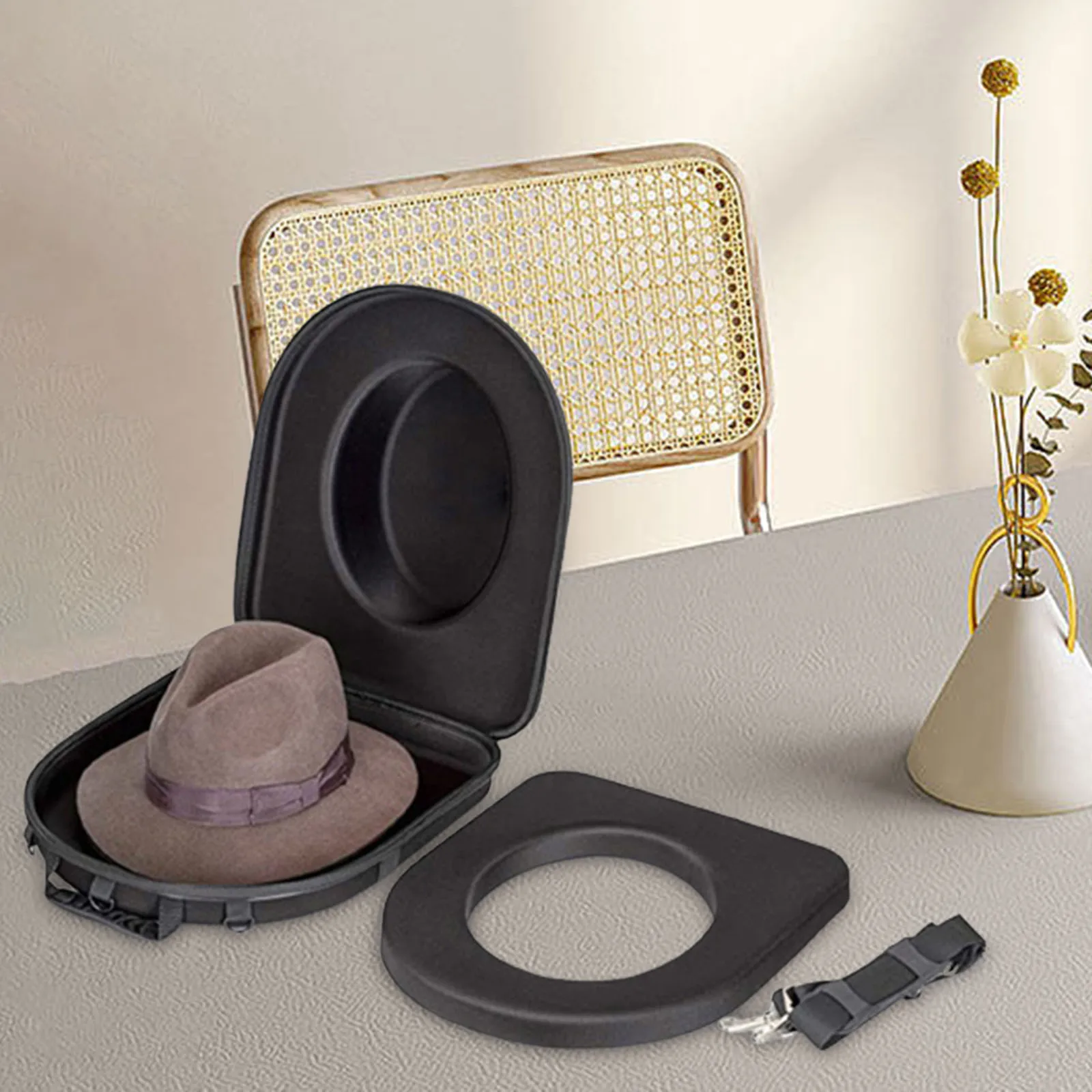 Boîte De Rangement EVA Pour Chapeau De Cowboy Ou Panama - Noire, Grande Taille
