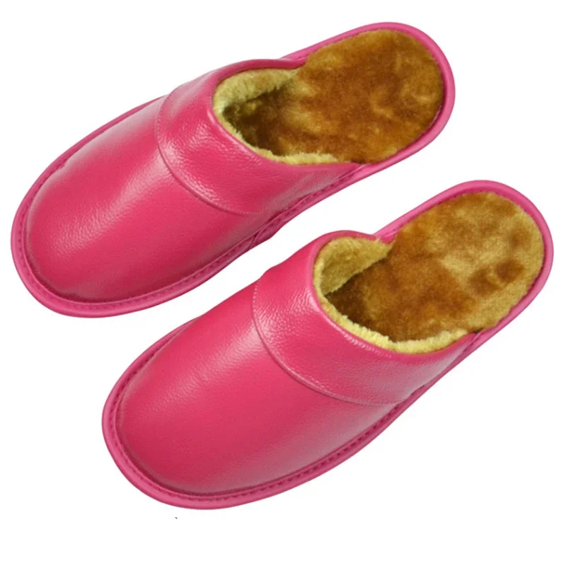 Non Slip Slippers Fashion Slippers Soft Slippers Soft Non Slip Slippers Genuine Cow Leather Slippers Couple Indoor Non-slip Men Women Home Fashion Casual Shoes PVC Soft Soles Winter