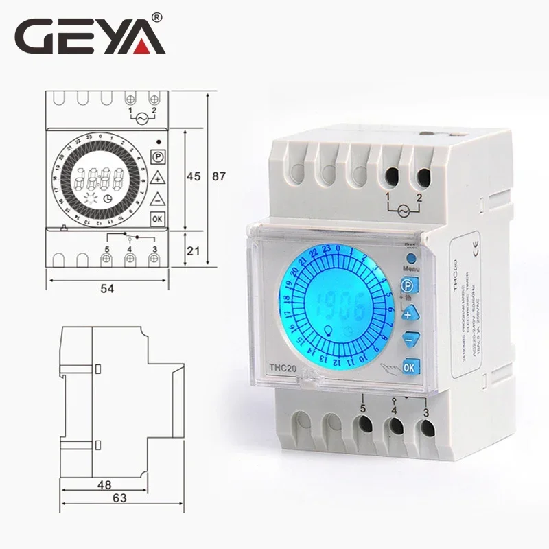SALE GEYA 24 Hours Programmable Time Control Switch 16A 20A AC220V Backlight Timer LED Sceen Daylight Saving Timer Electronic 6