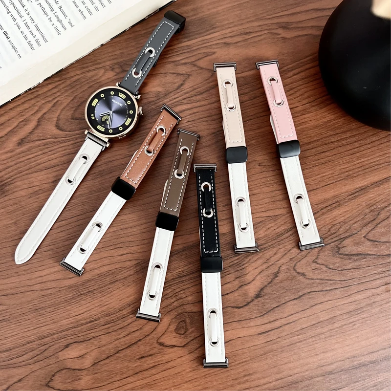 

Ремешок кожаный для Huawei Watch GT 4 41 мм, тонкий роскошный браслет с магнитной застежкой для Huawei Honor S1 band Girl, 18 мм