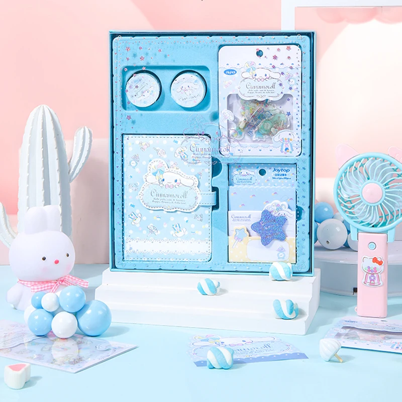 

Sanrio Notebook Hello Kitty Melody Kuromi Cinnamoroll Kawaii Notepad Handbook Sticker Tape School Supplies Stationery Set Gifts