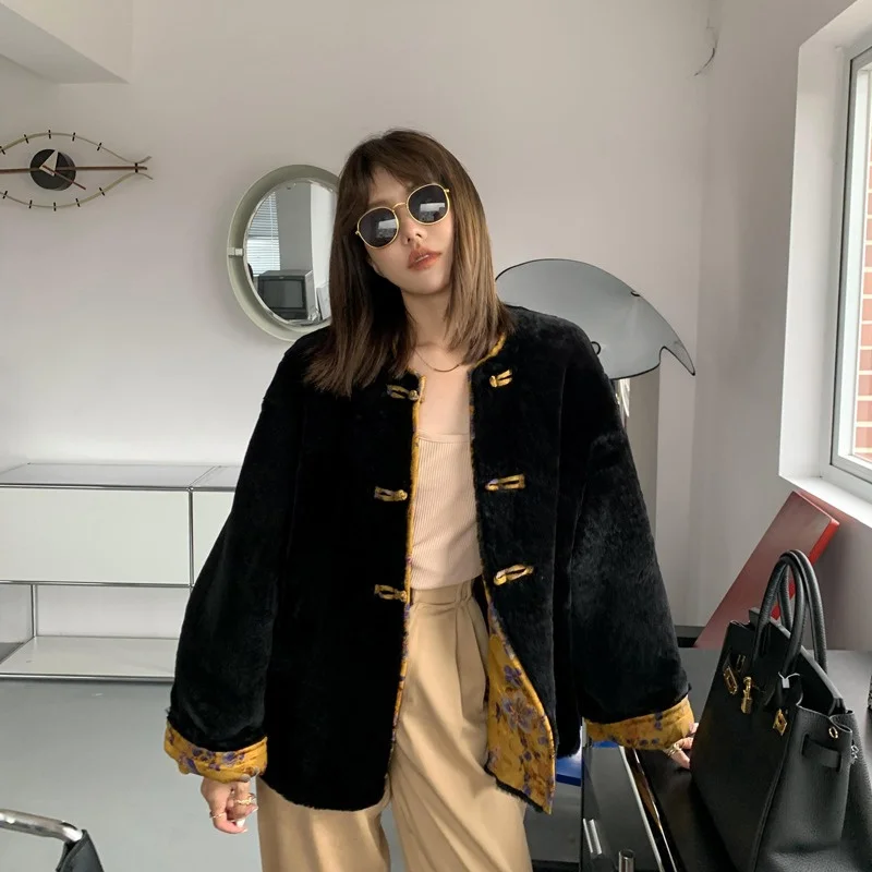 Korean Luxury Women's Warm Coat High Quality Cashmere Winter Fur Coat 2023 New Fashion Warm Women's Fur Coat