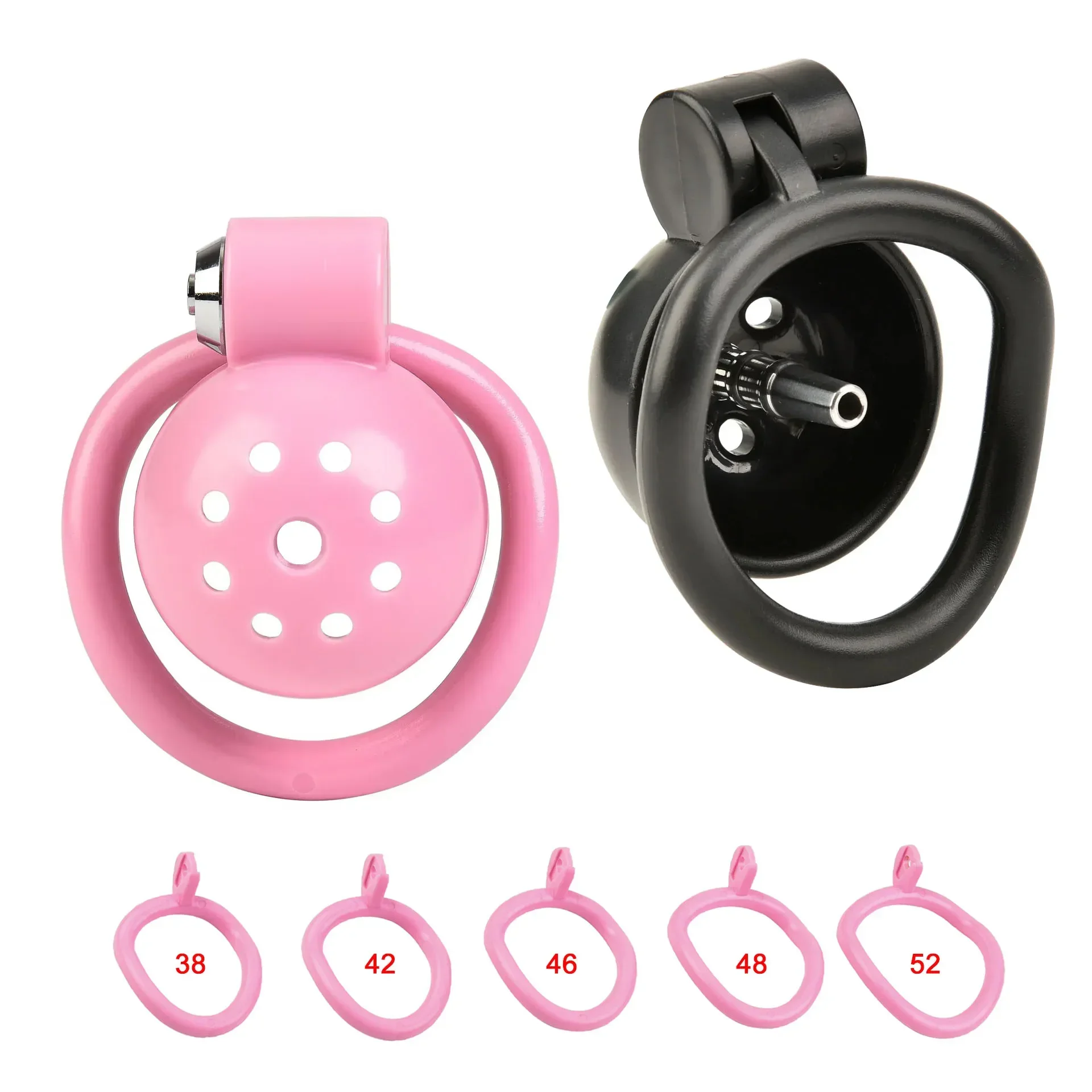 ABS Chastity Cage with 5 Rings Cock Cage Adult Sex Toy Penis Bondage Urethral Lock with Plug Male Cuckold Fetish Erotic BDSM Toy penis chastity cage